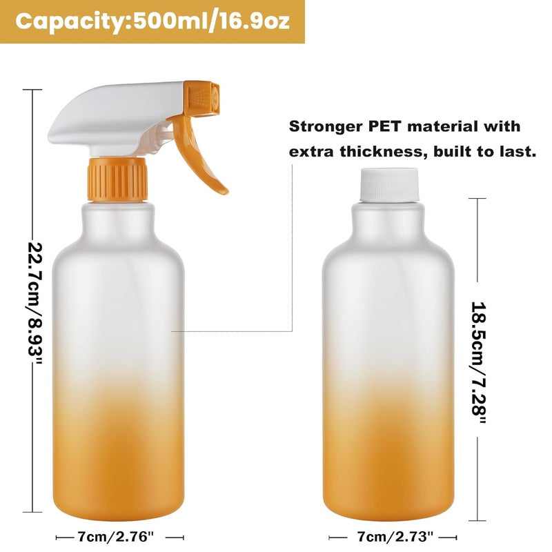 Hethyo Spray Bottles 16.9oz/500ml Plastic Spray Bottle for Hair Mist/Stream Empty Spray Bottle Heavy Duty Refillable Containers for Cleaning Solutions, Plants Gradient 2 Pack (Yellow) - Image 3